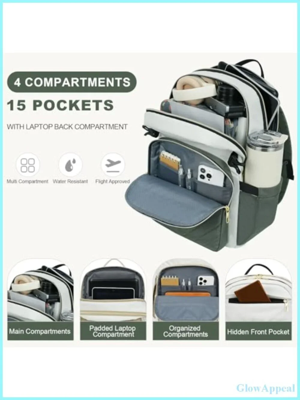 Laptop Backpack with Padded Sleeve, Multi-Compartment Travel Backpack